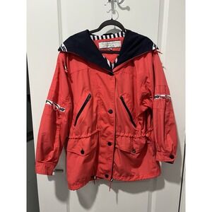 Vintage Mulberry Street Hooded Jacket Red Navy White Size‎ Medium Sailing